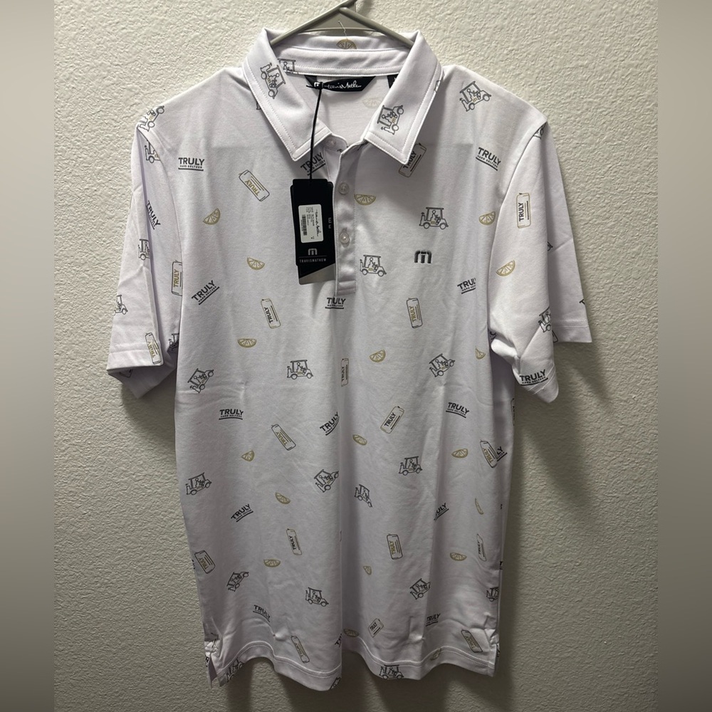 New Travis Mathew Men's Medium Polo Shirt Neighborhood Party Golf Skelton